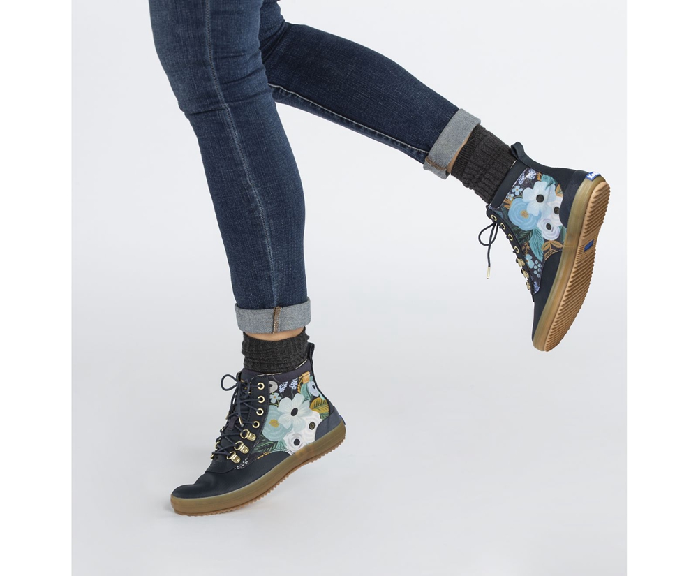 Keds Boots Navy - Rifle Paper Co. Scout Water-Resistant Garden Party - Womens LAYXOV-794